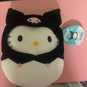 Squishmallows Hello Kitty in Black and White with Red Bow